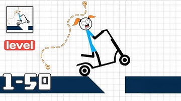 Draw Bridge: Scooter Go - Gameplay Walkthrough Levels 1-50 - Funny Stickman Brain Puzzle Game