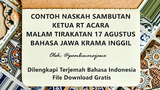Contoh Sambutan Ketua Rt Acara Malam Tirakatan 17 Agustus Bahasa Jawa Krama Inggil