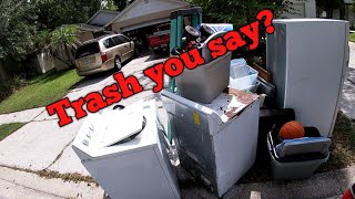 Collecting scrap metal for extra cash.