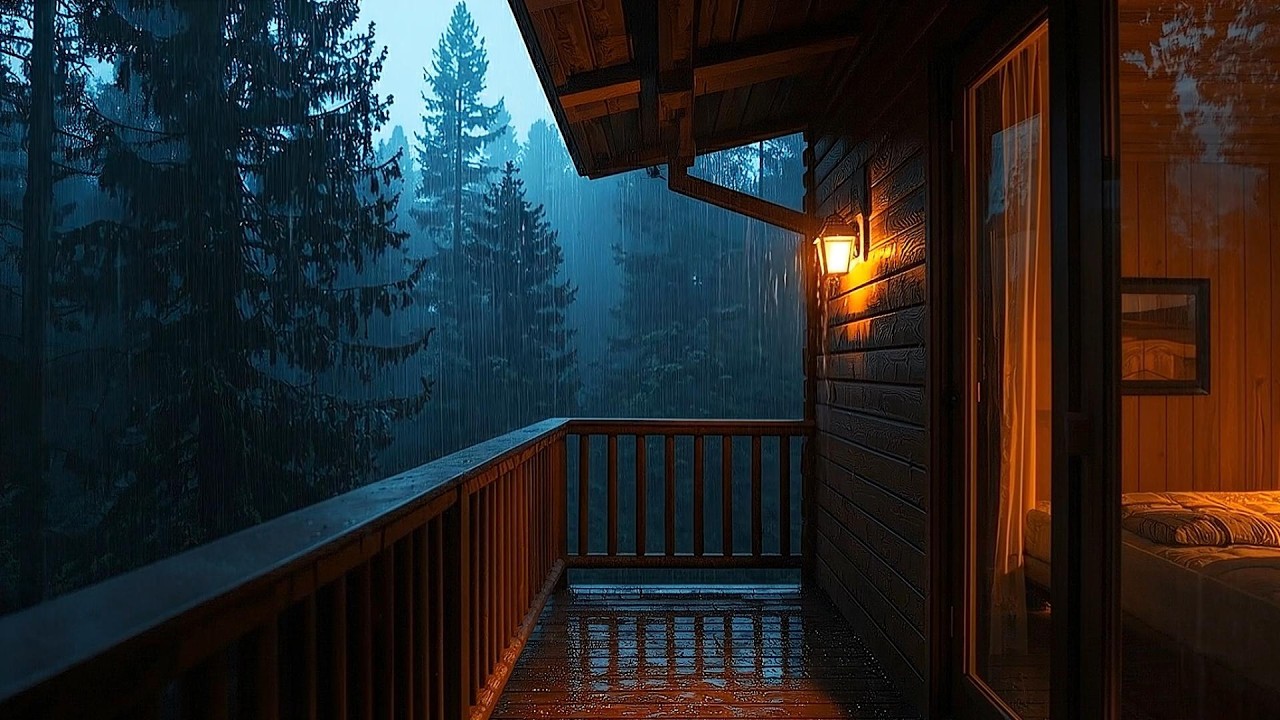 You’ll Fall Asleep in 5 Minutes 😴 Heavy Rain on Wooden Cabin for Deep Sleep & Stress Relief