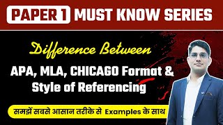 Difference Between APA, MLA, CHICAGO Format & Style of Referencing | Must  Know Series by Shiv Sir