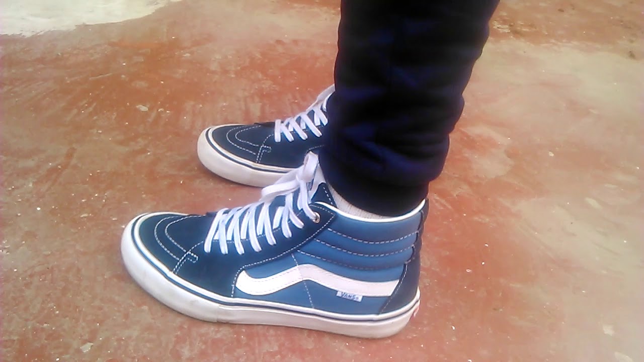 vans sk8 hi navy on feet