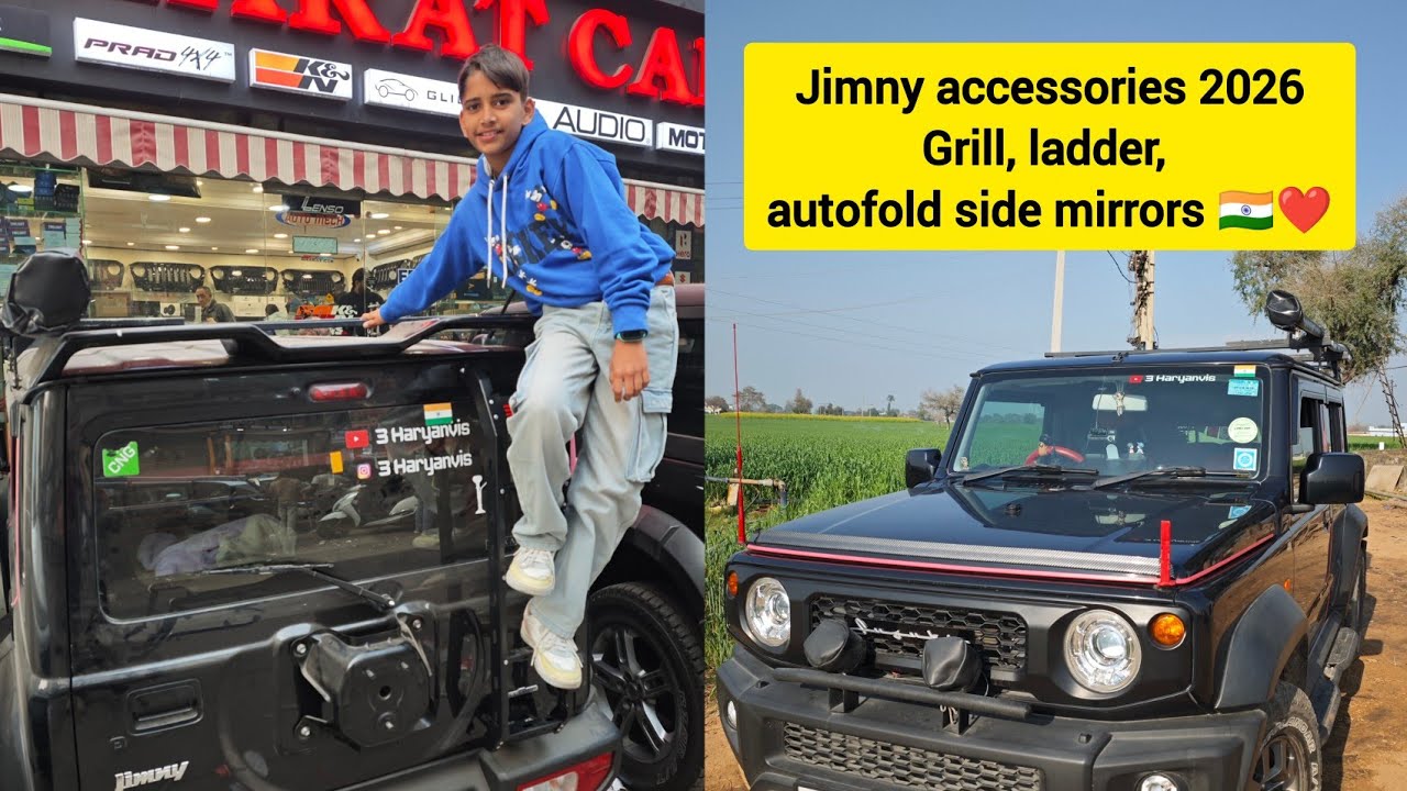 Suzuki Jimny 2026 Accessories Upgrade 🔥 Grill, Ladder & AutoFold Mirrors | Full Walkaround 🇮🇳