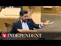 Humza yousaf clashes with douglas ross over collapse of power sharing agreement with greens