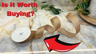 CT CRAFT LLC Glitter Wired Ribbon 1.5" x 20 Yards Gold (Champagne Gold) for Christmas Home  Decor