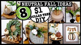 8 Neutral Fall DIYs 2021 | $1 WAYS to DIY for FALL | Dollar Tree High End  Decor