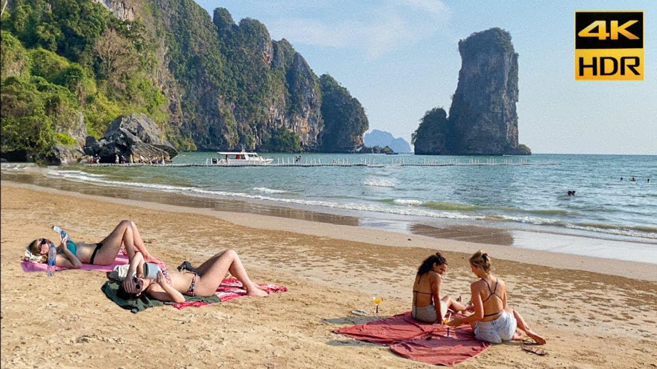 4K 🇹🇭 Ao Nang Beach Walk. Monkey Trail. Pai Plong Beach. Krabi. Thailand 2023