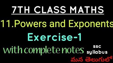 7th class maths in telugu// chapter-11 Powers and Exponents // Exercise -1//SSC syllubus