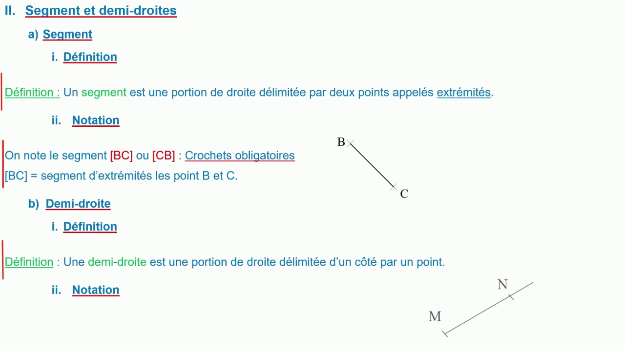 6ème - Chapitre 2, vidéo 2 : Segment et demi-droite - YouTube