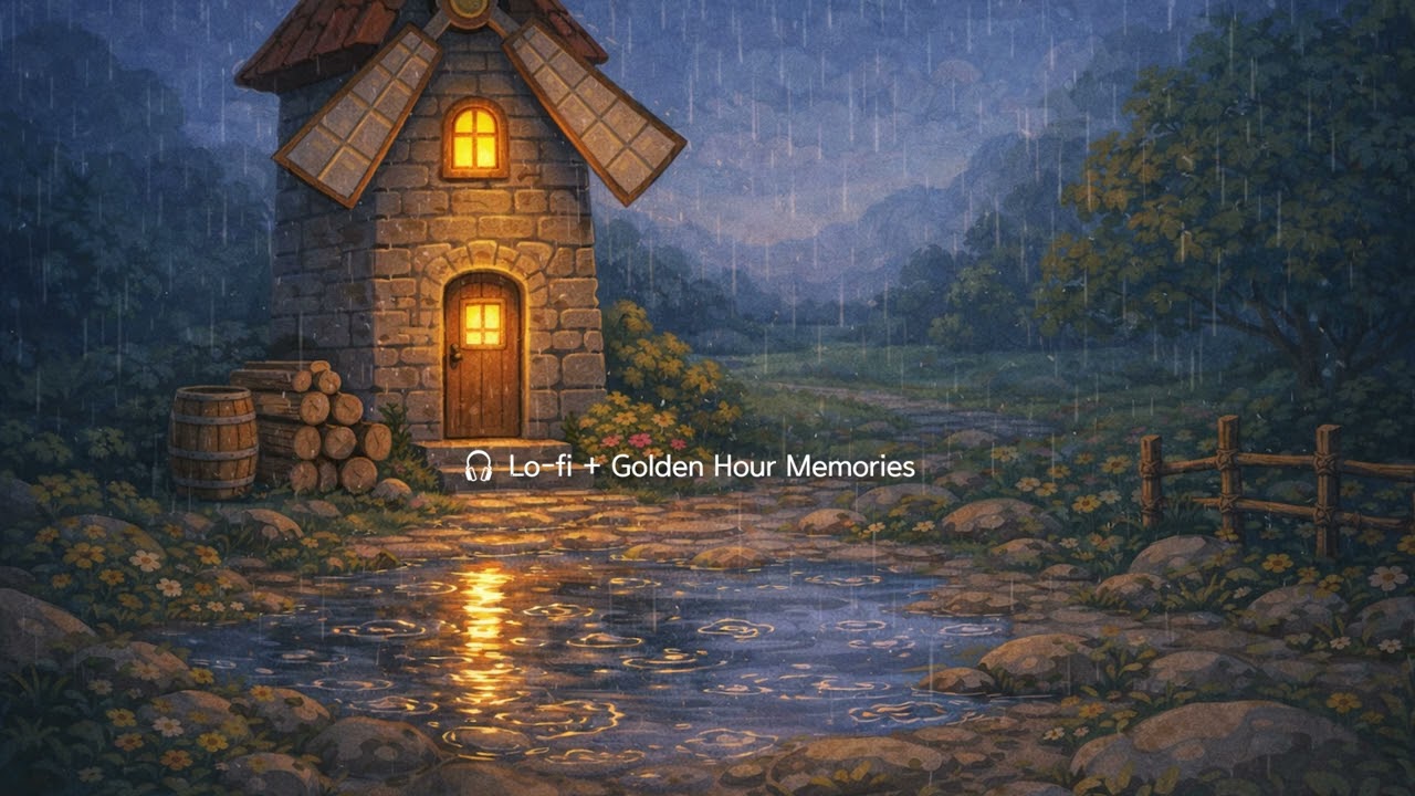 soft rain ambience in a Cozy Village 🌧️ | Relaxing Lo-fi Game Music