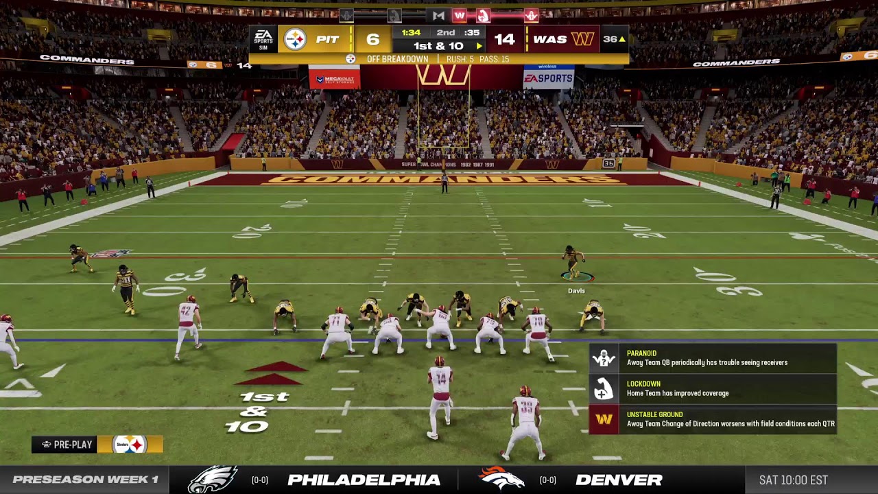 Madden offline franchise 2025 preseason week 1 vs commanders YouTube