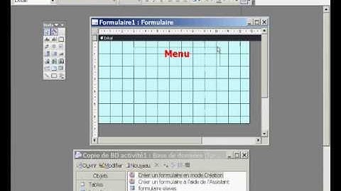 Partie 5 - Exercice Base de données Access - Formulaire menu