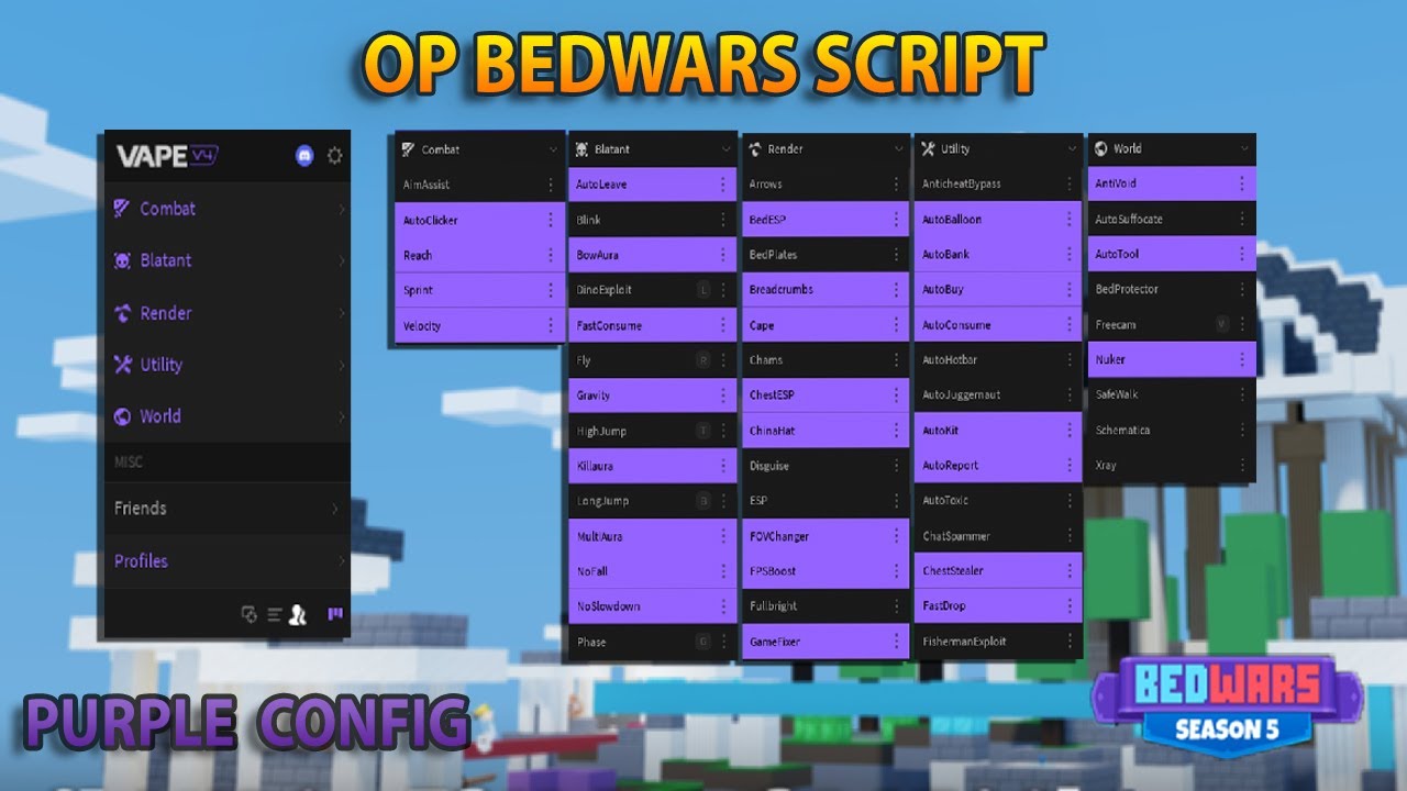 BedWars Script | Instant KIll,Anticheat Bypass,MultiAura,etc | Purple ...