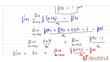 Statement-1: Let f be a differentiable function satisfying `f(x+y)=f(x)+f(y)+2xy-1"