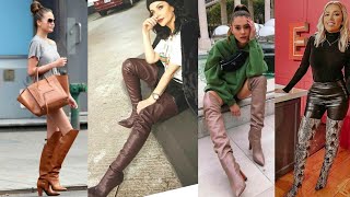 Most Elegant Collection Of Leather Brown Thigh High Heel Boots Over Knee High Heels Long Boots2021