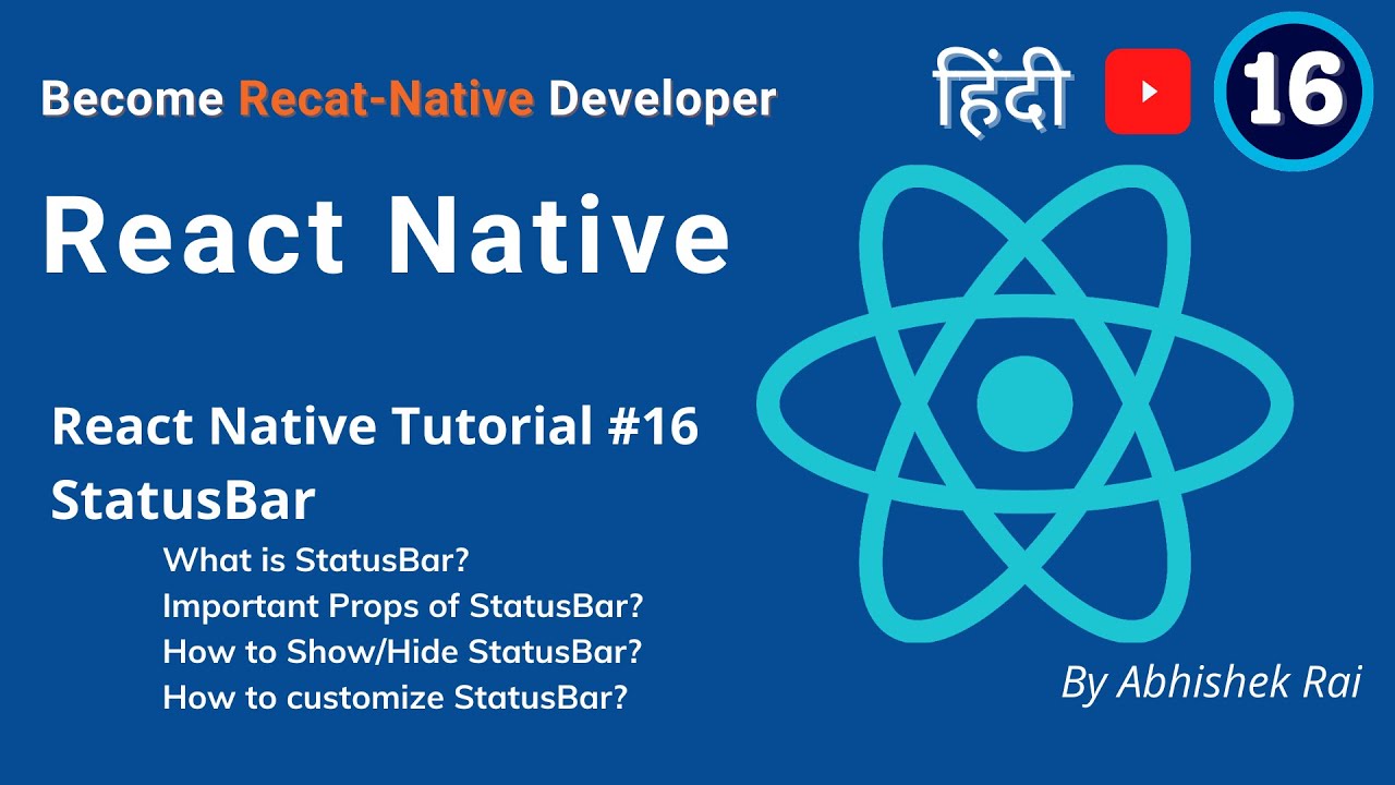 React Native: Statusbar #16 | React Native Tutorial In Hindi | हिंदी में