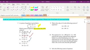 Quiz 3 Part 2 Systems of Equations
