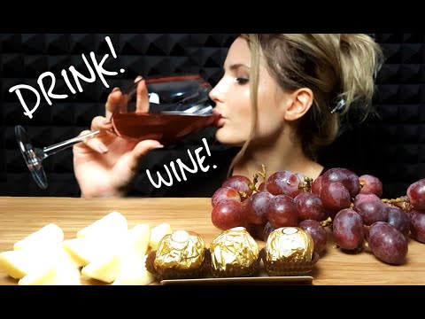 ASMR DRINK WINE WITH FRUIT , EATING SOUNDS , ASMR MOLLY