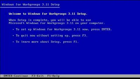 Microsoft Windows for Workgroups Version 3.11 Setup Menu (1993)