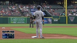 MIL@DET: Braun steals third standing up