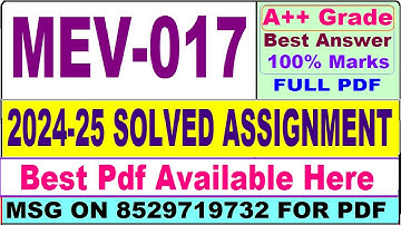 MEV 017 solved assignment 2024-25 || mev 017 solved assignment 2025 || ignou mev17 2025