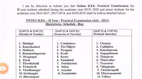 tnteu B.Ed ii year practical exam commission date announced