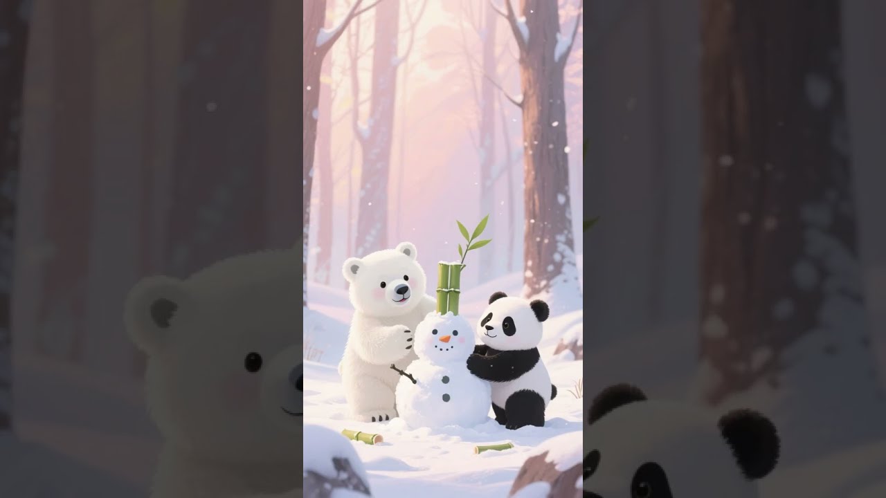 530 A Polar Bear And Panda Building Cute Animals Animation Wallpapere Adorable Cartoon
