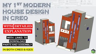  MY 1st MODERN HOUSE DESIGN  in Creo, Full tutorial video with detailed explanation.