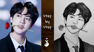 How to draw Jin BTS - step by step | Drawing Tutorial | How to draw BTS pencil sketch | Youcandraw