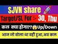 sjvn share 30 april target | sjvn share news today | sjvn share latest news today | sjvn share news
