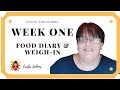 SHRINKING THE ELEPHANT - WEIGHTLOSS WEEK ONE | FOOD DIARY & WEIGH IN | CARLA JENKINS