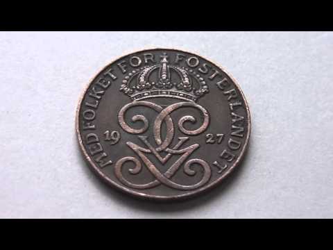 Old 2 Öre Coin Of Sweden From 1927 - Med Folket För Fosterlandet