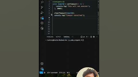 setTimeout & clearTimeout in javascript snippets-22 #snippet #javascript #shorts #shortvideo