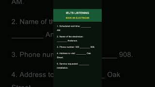 Common IELTS Listening Task: Schedule an Electrician | Full Practice Test | #EnglishExam