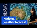 National Weather Forecast: Early storms, wind in south-west; settled east