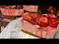 No Bake Strawberry Cheesecake | Quick and Easy | Valentines Heart Cake