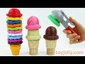 Kids Learn Colors Yummy Toy Ice Cream Cones Cart Playset Surprise Strawberry Orange Fruits Baby Toys