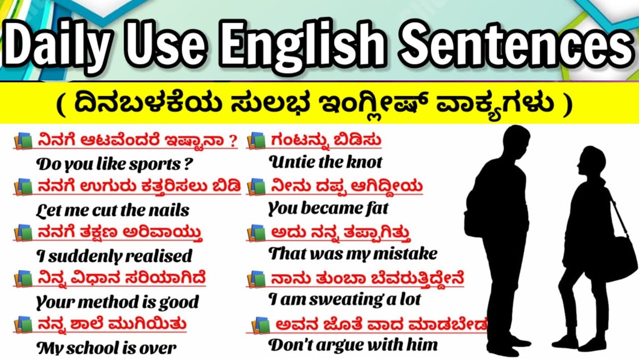 100 Daily Use English Sentences| Short Sentences|Daily use simple sentences|ಕನ್ನಡದ ಮೂಲಕ ಇಂಗ್ಲಿಷ್ 