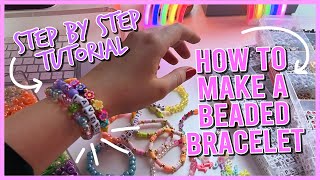HOW TO MAKE BEADED ELASTIC BRACELETS & HOW TO TIE THE KNOT ✨preppy aesthetic✨ || KellyPrepsterStudio