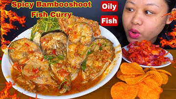 COOKING & EATING SPICY BAMBOO SHOOT OILY FISH CURRY WITH RICE MUKBANG | SPICY FISH CURRY MUKBANG