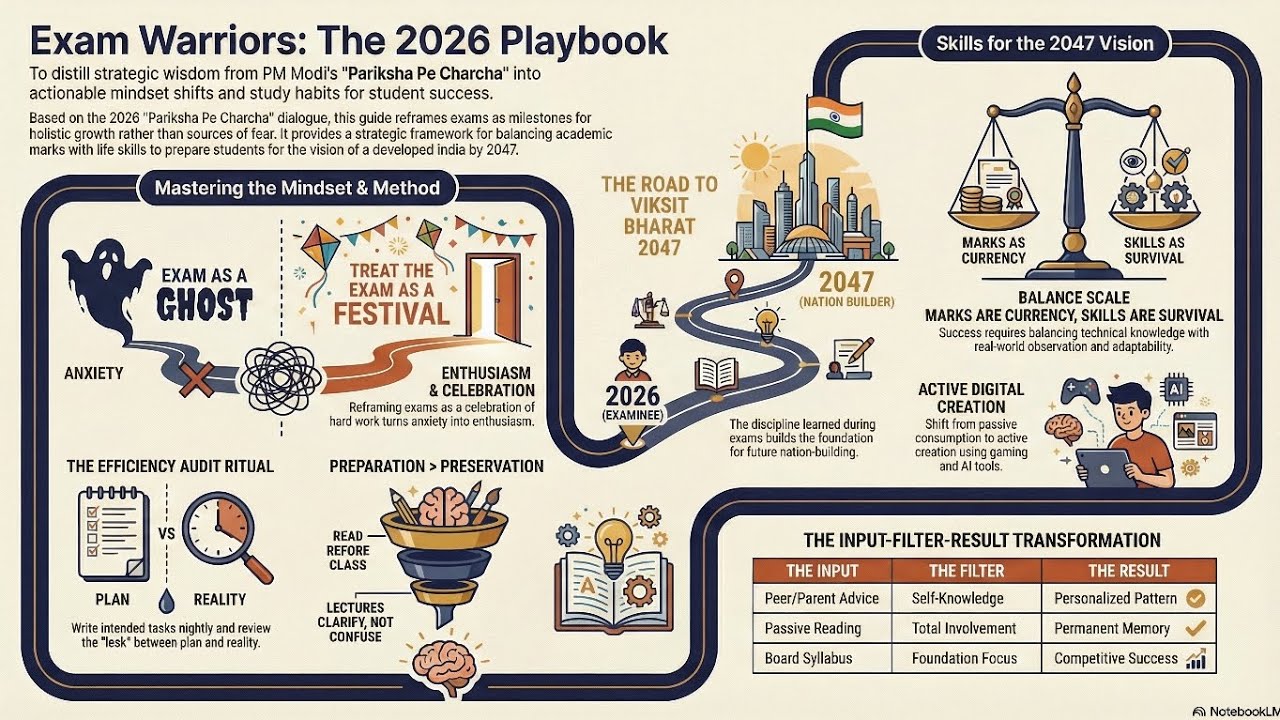 Modi's Pariksha Pe Charcha 2026: Exam Warriors Study & Life Skills (Summary in Telugu)