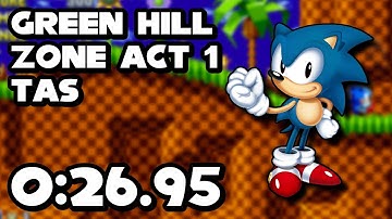 [TAS] Sonic Mania - Green Hill Zone Act 1 - 0:26.95 (Record Attack)
