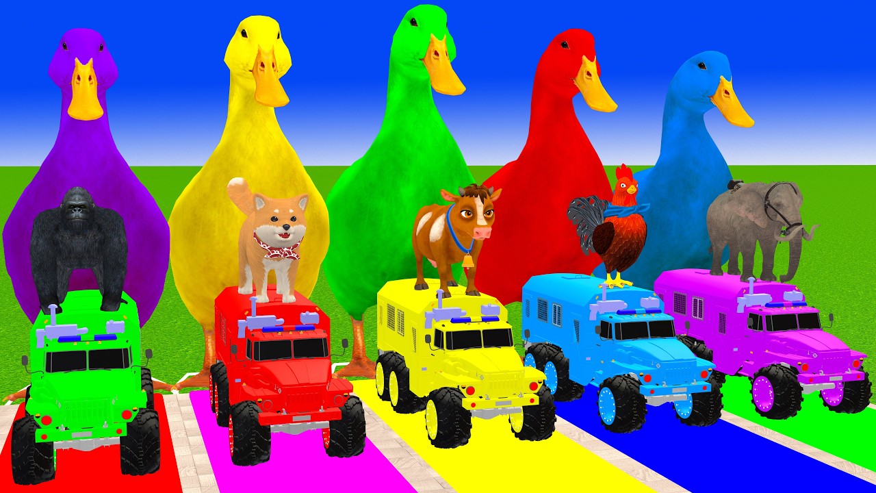 Long Slide Game With Cow Elephant Gorilla Hippopotamus Tiger 3d Animal Game Funny 3d Animals