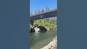 SYNCED BRIDGE FLIPS 😱🔥// #cliff #cliffjumping #diving #flips #pnw #shortvideo #viral #stunt