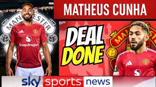 MANCHESTER UNITED COMPLETE SHOCK £62.5M TRANSFER FOR MATHEUS CUNHA FIRST SIGNING UNDER RUBEN AMORIM!