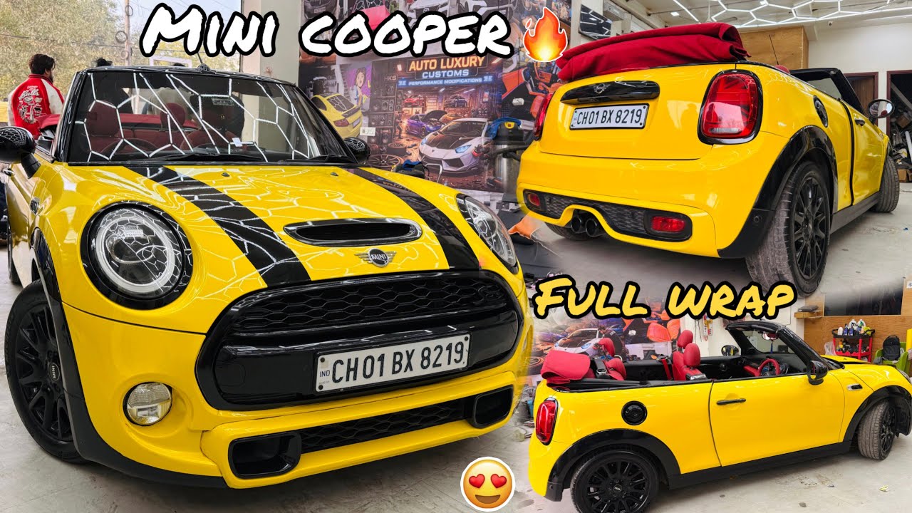 Bright Yellow Mini Cooper Full Wrap 😍 CRAZY Transformation with lifetime warranty 