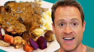 Healthy Vegan Thanksgiving Dinner  Mushroom Gravy Mashed Potatoes & Roasted Veggies  OIL SOS FREE