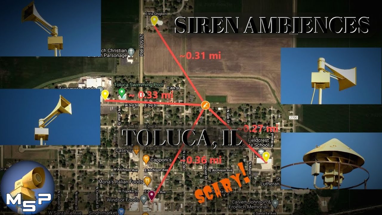Tornado Siren Ambience Audio | Double Alerts & Attack | Toluca & Varna, IL