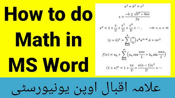 How to do Math in MS Word? | Semester Terminal Exams | AIOU Autumn 2020