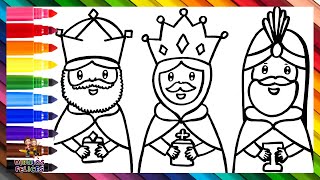 Dibuja y Colorea A Los Tres Reyes Magos 🤴🤴👳🌟🐫 Dibujos Para Niños